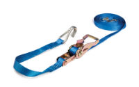 Load restraining belt with ratchet